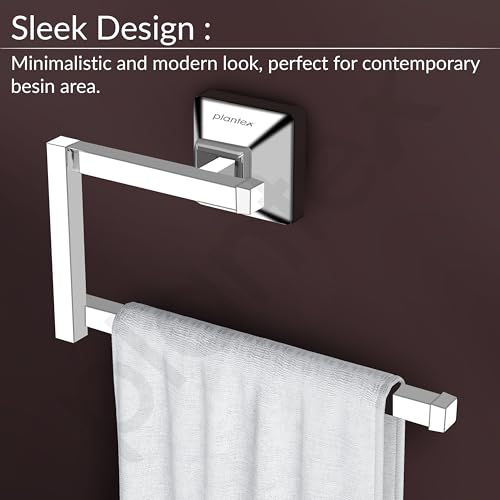 Plantex 304 Grade Stainless Steel Hand Towel Hanger for Washbasin/Towel Holder for Kitchen/Napkin Holder/Bathroom Accessories - Squaro (Chrome) (Image - 6)