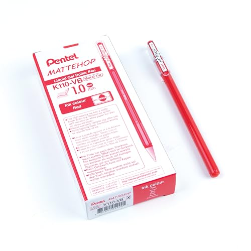 Bolígrafo Pentel Arts Hybrid MATTEHOP, tinta roja, 1.0mm, caja x12 miniatura 1