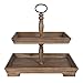 HomeRoots Natural Wood 95% Wood 5% Metal Two Tiered Wooden Serving Stand