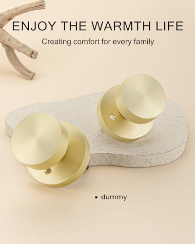Image of Haidms Brushed Gold Door Knobs Dummy- Single-Side Decorative Door Knob for Closet, Pantry & French Doors, Non-Turning Round Ball Design(1 Pack /2 Pieces)