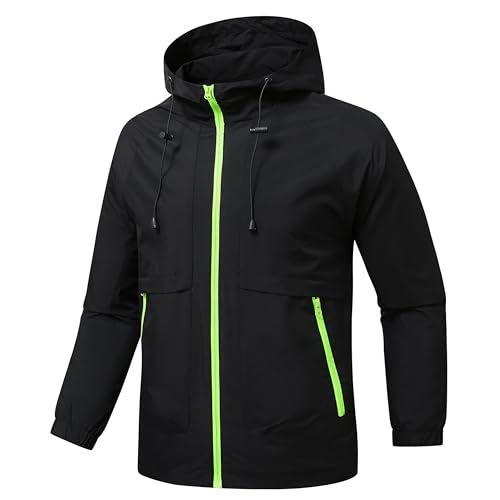 YOUTHUP Men's Outdoor Jacket Waterproof Windproof Soft Shell with Hood Pockets Lightweight for men Raincoat Hiking (M-3XL)