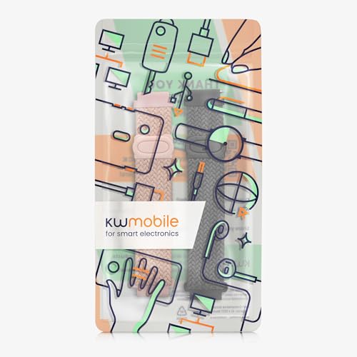 kwmobile 2x Nylon Strap for CMF Watch Pro 2 / Watch Pro 1 Watch Strap - Replacement Watch Band Set - Wristband with Clasp - Grey/Dusty Pink - image 7