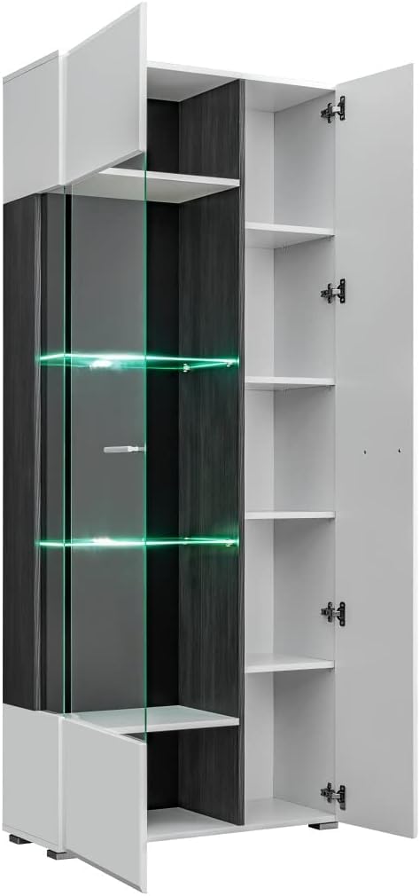 Wohnwand SOLIDO Twin Wohnzimmerset TV Wand Weiß Hochglanz Anbauwand Wohnzimmer Fernsehwand