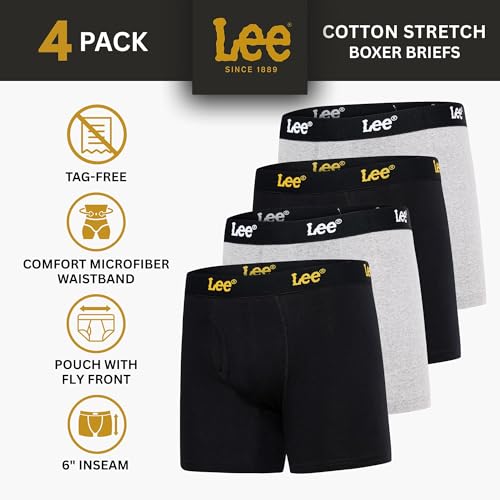 Lee Mens Underwear 4 Pack Boxers for Men Cotton Stretch Boxer Briefs3