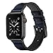 OUHENG Leather Bands Compatible with Apple Watch Band 49mm/46mm/45mm/44mm/42mm, Leather Rubber Hybrid Strap for iWatch Ultra 3/2/1 Series 11 10 9 8 7 6 5 4 3 2 1 SE 3/2/1, Dark Blue/Black