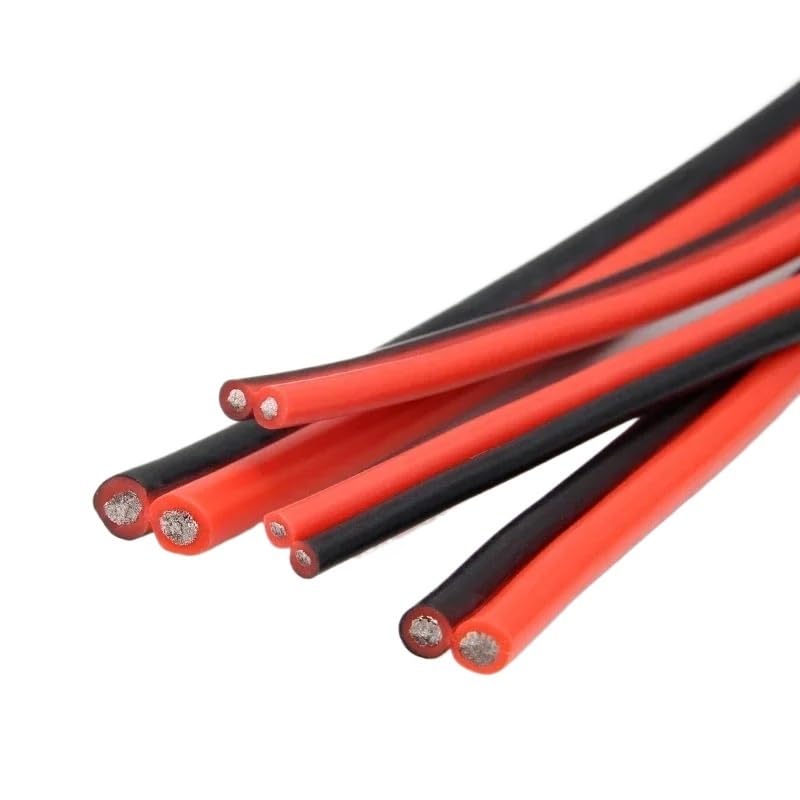 2-rdzeniowy super miękki drut silikonowy 30-8AWG cynowana miedź wysokotemperaturowa czerwony czarny 20M(20 meters,22AWG)