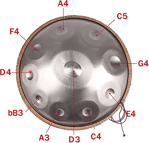 Hand Pan Drums, Handpan Steel Drums Instrumento Musical D Minor 10 Notas 22 pulgadas Steel Hand Drum con Bolsa de Transporte, Soporte para Tambor y Mazo, Paño Libre de Polvo miniatura 2