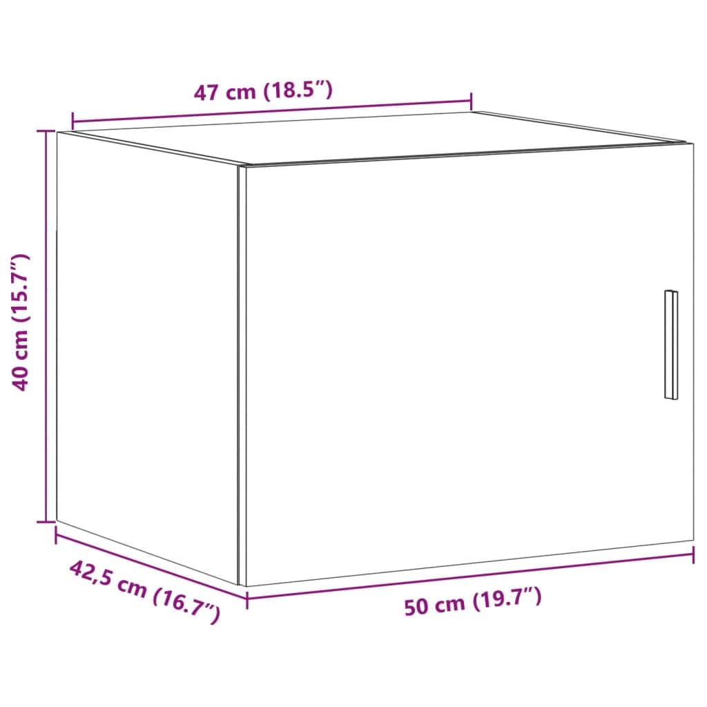 vidaXL Armario de Pared Madera ingeniería Roble Sonoma 50x42,5x40 cm, Armario de Almacenamiento, Armario de Pared Colgante, Armario de Almacenamiento Flotante