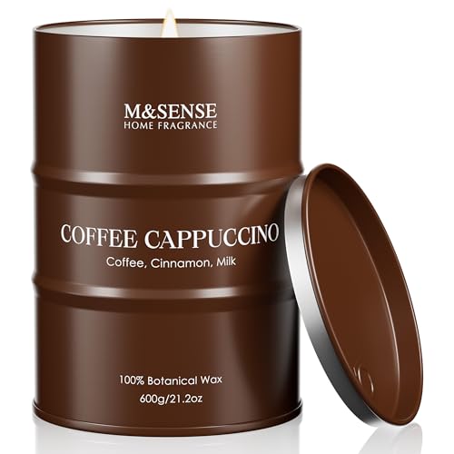 Image of M&SENSE Coffee Cappuccino Large Scented Candles Christmas Decor, Hoilday Soy Wax Christmas Candle 21.2oz 120 Hours, Coffee Aroma Candle Unique Housewarming Appreciation Gifts