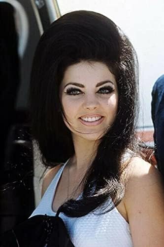 Priscilla presley smiling portrait in white dress 1960's with big hair 8x12 photo