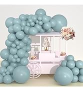Light Misty Blue Balloons, Matte White Blue Balloons Different Sizes, 18 12 10 5 Inch Pale Blue B...