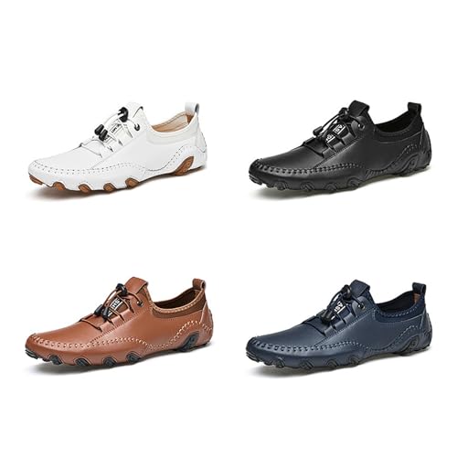 AngryMonkey Men Casual Slip On Walking Driving Shoes Comfort Adjustable Handmade Light Breathable Penny Loafers Moccasin Flats Vacation Shoes3