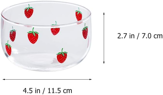 Hemoton Elegant Strawberry Design Glass Bowl Salad Bowl Dessert Heat-resistant for Microwave