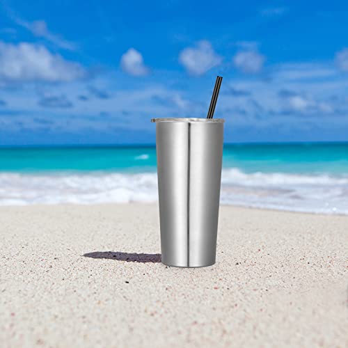 Image of VEGOND 20oz Tumbler Bulk with Lid and Straw 6 Pack, Stainless Steel Vacuum Insulated Tumbler, Double Wall Coffee Cup Travel Mug, Stainless Steel