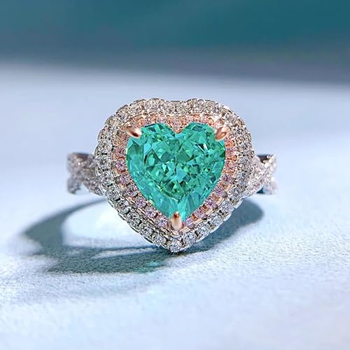 Bagues en argent sterling S925 cœur vert le cadeau romantique idéal