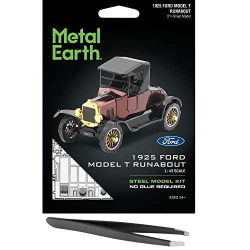 Metal Earth Fascinations 1925 Ford Model T Runabout 3D Metal Model Kit Bundle with Tweezers