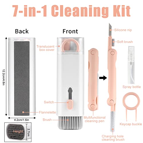 Enfudid Kit de limpeza de eletrônicos 7 em 1 – Kit de limpeza de teclado, ferramenta de limpeza mult