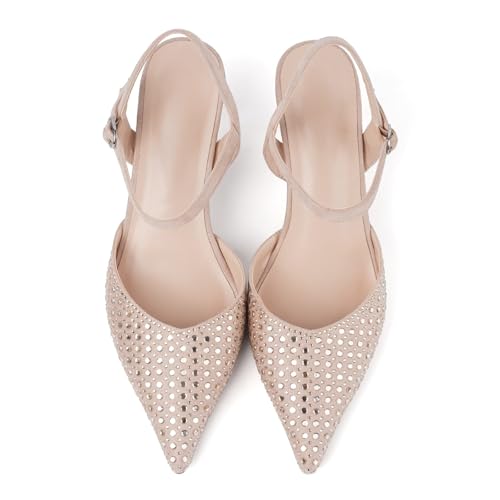 Image of CORNMOOD Stiletto Slingback Heels Pumps for Women | Glossy Patent Leather Kitten heel, Chic Dress Shoes for Modern Women, Ideal Wedding Evening Party and Work Office Outfit