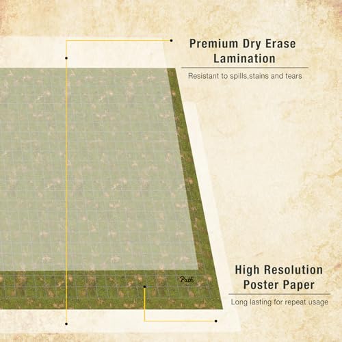 Path Gaming Battle Grid Spielmatte, doppelseitig, 91,4 x 61 cm, 3 Matten, 6 Gelände, 4 Marker, 1 Radiergummi und 1 Sprühflasche. Ideal für Dungeons and Dragons/DND