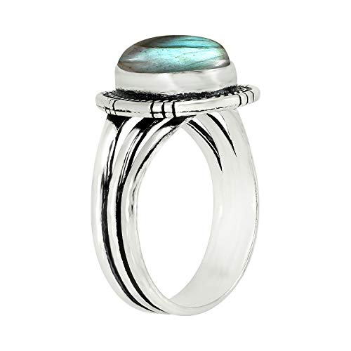 Pear Shape Natural Gemstones Handmade Rings for Women - 925 Silver Plated Handmade Birthstone Triple Band Style Solitaire Ring - Statement Jewelry Gifts for Wedding Anniversary Mother's Day3