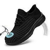 LIANGGO Slip On Steel Toe Shoes for Men Women Lightweight Safety Work Sneaker Comfortable Cushion Walking Tennis Shoes Zapatos de Trabajo para Mujer Hombres Black 39