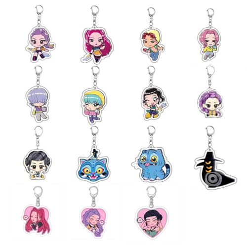 dellyy Juego de 20 Llaveros Kpop，K-pop D-Demon H-Hunters Llavero de Pvc, Llavero de...