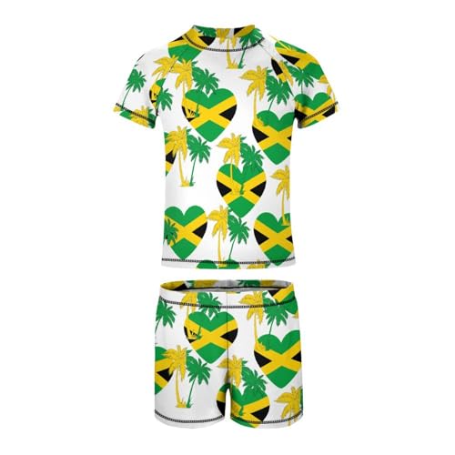 Palm Trees in Jamaica ColorsChildren's Swimsuits Boys Two Piece Suit10-12Y（150cm）2