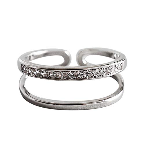 Lotus Fun 925 Sterling Silver Rings Minimalist Micro-Inlaid Cubic Zirconia Hollow Rings Joint Knuckle Adjustable Rings Handmade Jewelry for Women and Girls