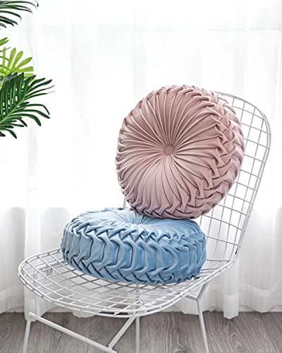 Hlovme Round Velvet Pillow For Couch Small Handmade Decorative Throw Pillow For Bed Bedroom 13.7” Pink #TOP1