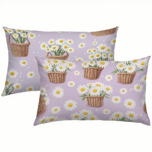 Housse de coussin extérieur imperméable lilas 40x70 fleurs - 2