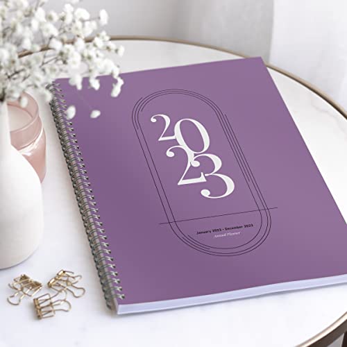 Rileys 2023 Weekly Planner - Annual Weekly & Monthly Agenda Planner, Jan - Dec 2023, Flexible Cover, Notes Pages, Twin-Wire Binding (8.5 X 11-Inches, Lilac) #TOP5