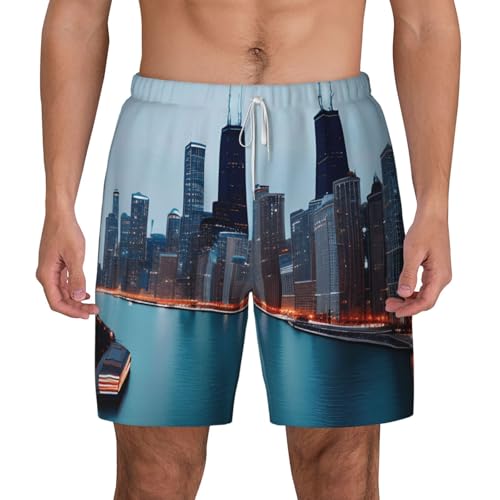 Short de bain respirant Chicago homme anti-humidité léger imprimé