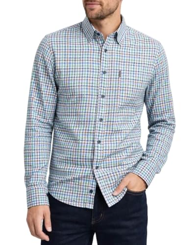 Chemise décontractée CASAMODA à carreaux colorés vert et bleu style casual
