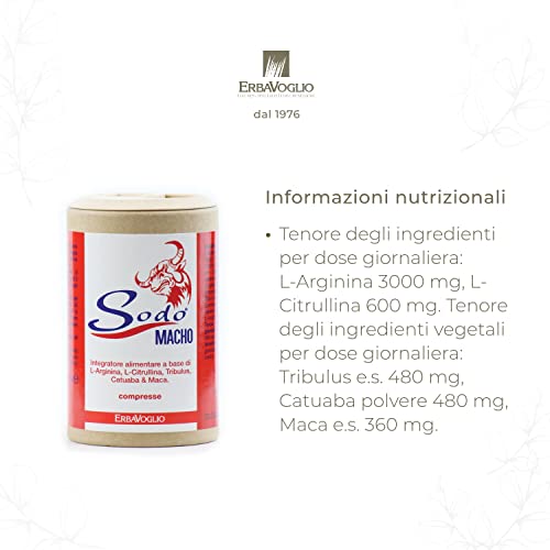 Erbavoglio Sodo Macho Capsule - 60 Capsule - Integratore Alimentare Convenzionale - Con L-Arginina, L-Citrullina E Piante Adattogene, Supporta La Funzione Sessuale Maschile E Il Benessere Psicofisico. - 3