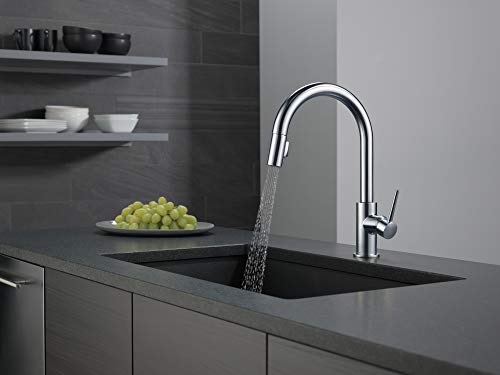 Image of Delta Faucet Trinsic Brushed Nickel Kitchen Faucet, Kitchen Faucets with Pull Down Sprayer, Kitchen Sink Faucet, Faucet for Kitchen Sink with Magnetic Docking, Arctic Stainless 9159-ARLS-DST