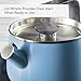 KitchenAid Teakettles Enamel-on-Steel Stovetop Whistling Teakettle, Induction Ready, Stainless steel Lid, 2 Quart - Blue Velvet