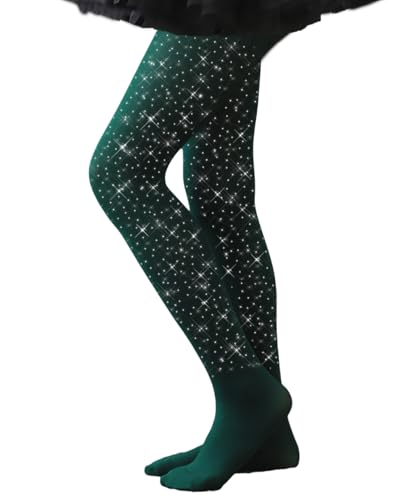 Image of VINICUNCA Girls Sparkle Rhinestone Tights Ultra-Soft Footed Dance Stockings Cospaly Accessories