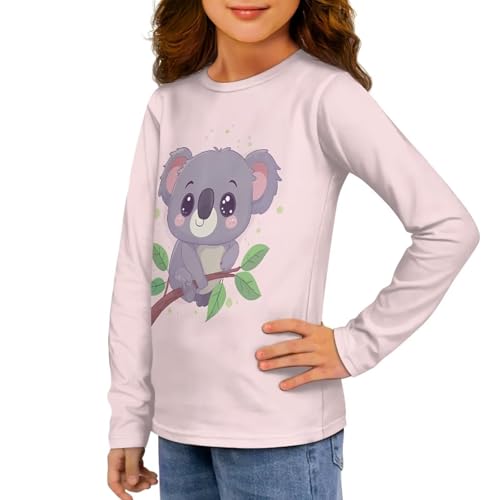 Image of Girls Long Sleeve Shirt with Cute Graphic Casual Pullover Tops 3-16Y