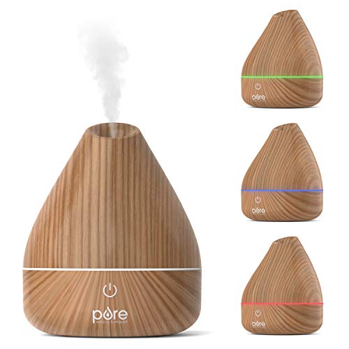 Pure Enrichment PureSpa Natural Essential Oil Diffuser (Natural) 200ml Water Tank Lasts Up to 10 Hours with Soft Color Changing Lights and Auto Safety Shut Off