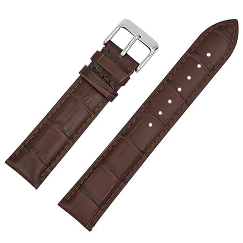 Image of 18mm 20mm 22mm 24mm 26mm 28mm 30mm 32mm Genuine Leather Black Brown Light Brown Blue Silver Rose Yellow Golden Silver Buckle Clasp Watch Band Strap for Men and Women