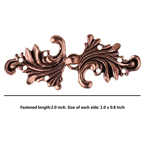 5Pairs Buttons Chinese Style Button Knot Buttons Leaf Closure Fastener Cape Cloak Clasp Fasteners Cardigan Clip Sewn On Clothes Cheongsam Beautiful And Durable (Color : Antique Copper) #TOP6