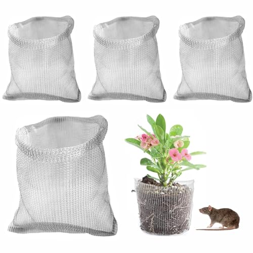 LSRVNM Lot de 4 Paniers Anti-Racines en Acier Inoxydable, 35x35 CM, Sacs en Maille Métallique Anti-Campagnol, Corbeilles à Souris en Acier Inoxydable, Protection des Racines pour Plantes