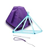Hye-eun Crystal Pyramid Sound Healing, Clear Blue 8 inch Quartz Riangular Tower with Crystal Singing Bowl Stick and Purple Rope, Pyramid Bag,Yoga Meditation Energy Healing Musical Instrument
