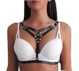 TWBQND Women's Sexy Leather Corset Adjustable Erotic Punk Corset Girdle Bustier Corset Black Chest Belt Shoulder Harness Belt Cupless Bra Fashion Body Chain Accessories for Club Party Roleplay