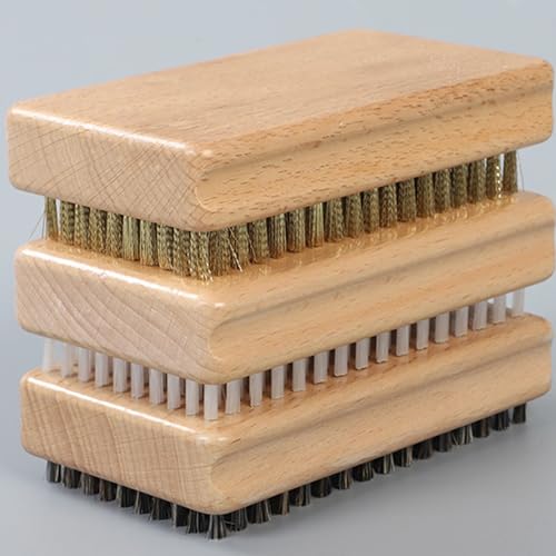 GAOUTO 3stk Snowboard-Wachsbürsten-Set, Skibürsten Set 12,5 x 7X 3,5cm, Nylonbürste, Rosshaarbürste und Kupferbürste, Rosshaarbürste Reinigungszubehör für Alpin, Snowboard und Nordic-Ski