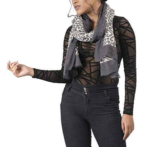 Image of AQVA Printed Cotton Scarf, Soft Scarves Stoles for Summer & Winter for Women & Girls (Size: 75 x 43 Inches)