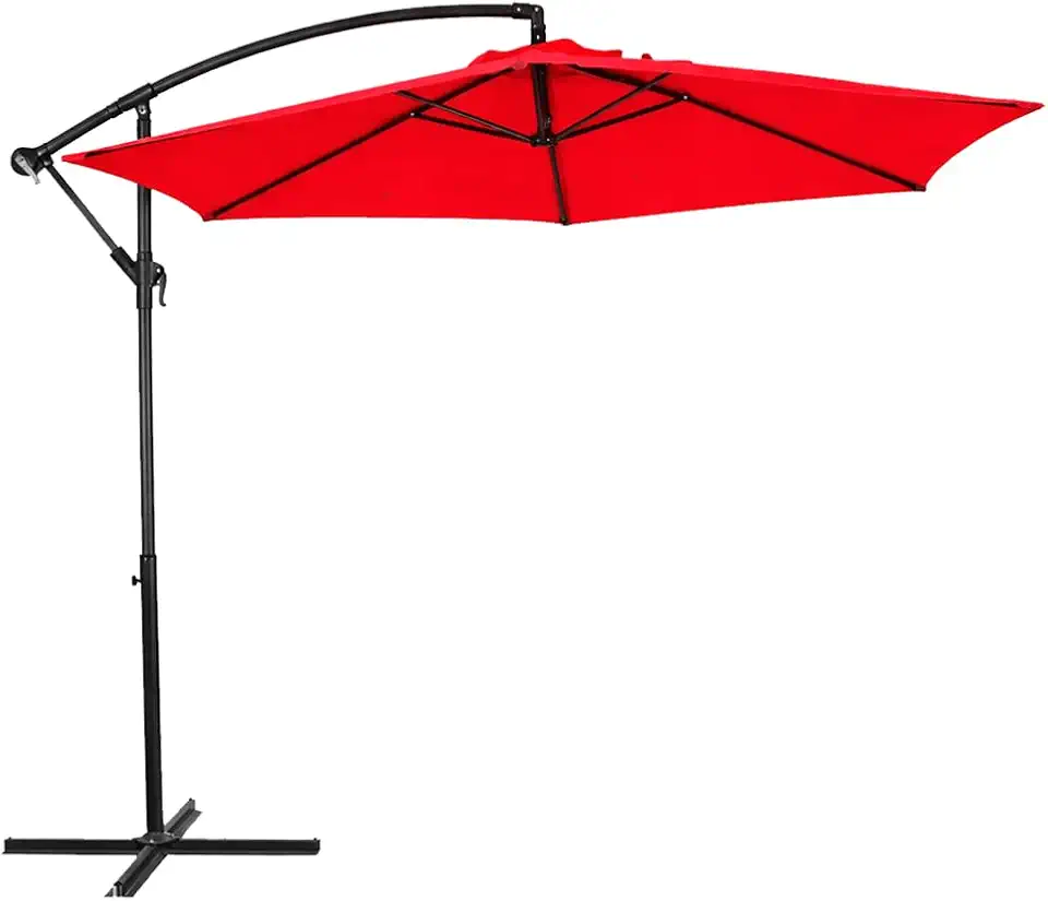 Ombrelone Lateral Diâmetro 3M com altura 2,45M Vermelho Ômega para Jardim/Piscina