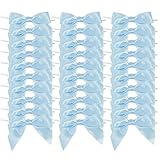 AIMUDI Light Blue Satin Ribbon Twist Tie Bows 3.5' Pre-Tied Baby Shower Bows Premade Baby Blue Bows for Crafts Treat Bags Cake Pop Gift Wrapping Wedding Favors Gender Reveal Birthday - 50 Counts