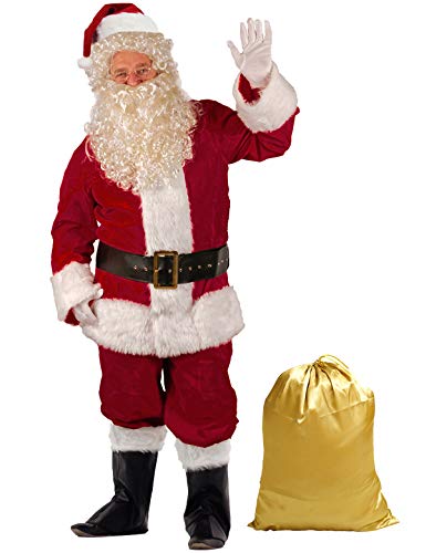 Winregh Traje De Papá Noel De Lujo Para Hombre, 10 Piezas, Disfraz De Navidad Para Adulto, Xxl