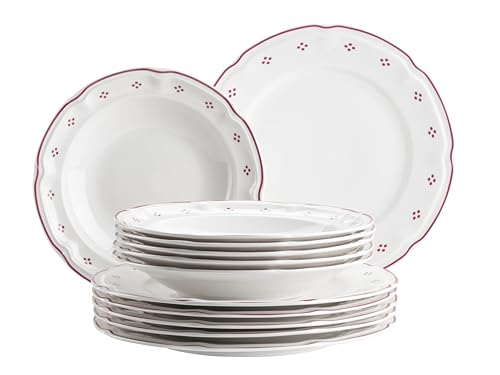 Mäser Serie Lova, Tafelservice 12-teilig Porzellan – 6 Speiseteller...